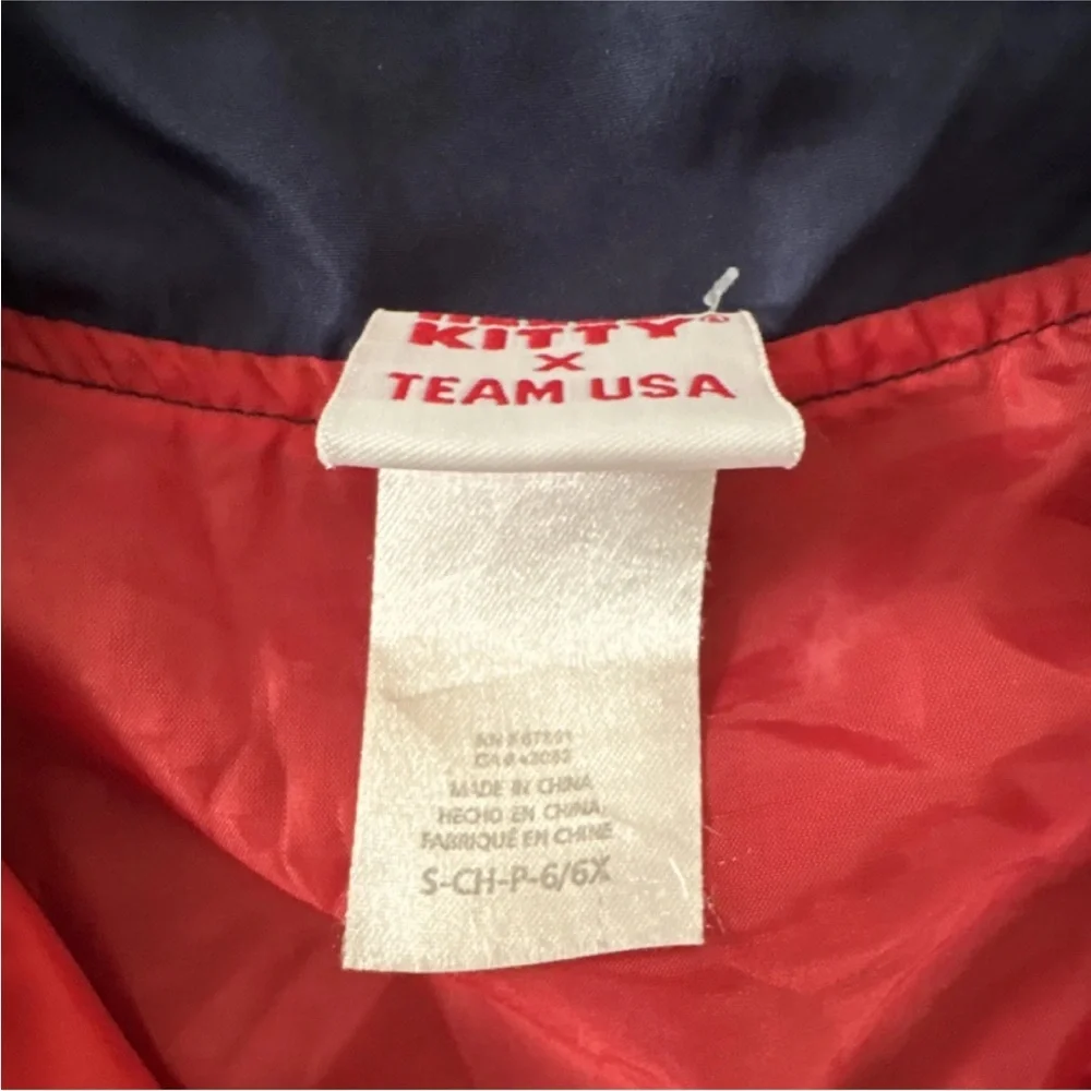 Hello Kitty Team USA Olympic Jacket Kids Red Blue Zip Up Windbreaker Stars